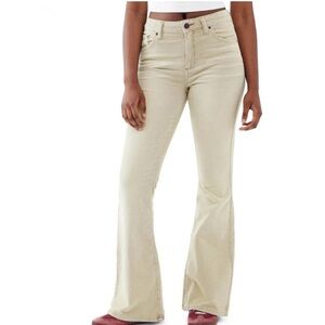 BDG urban outfitters mid rise Beige corduroy Cord Extreme flare pants Sz 27 Y2K